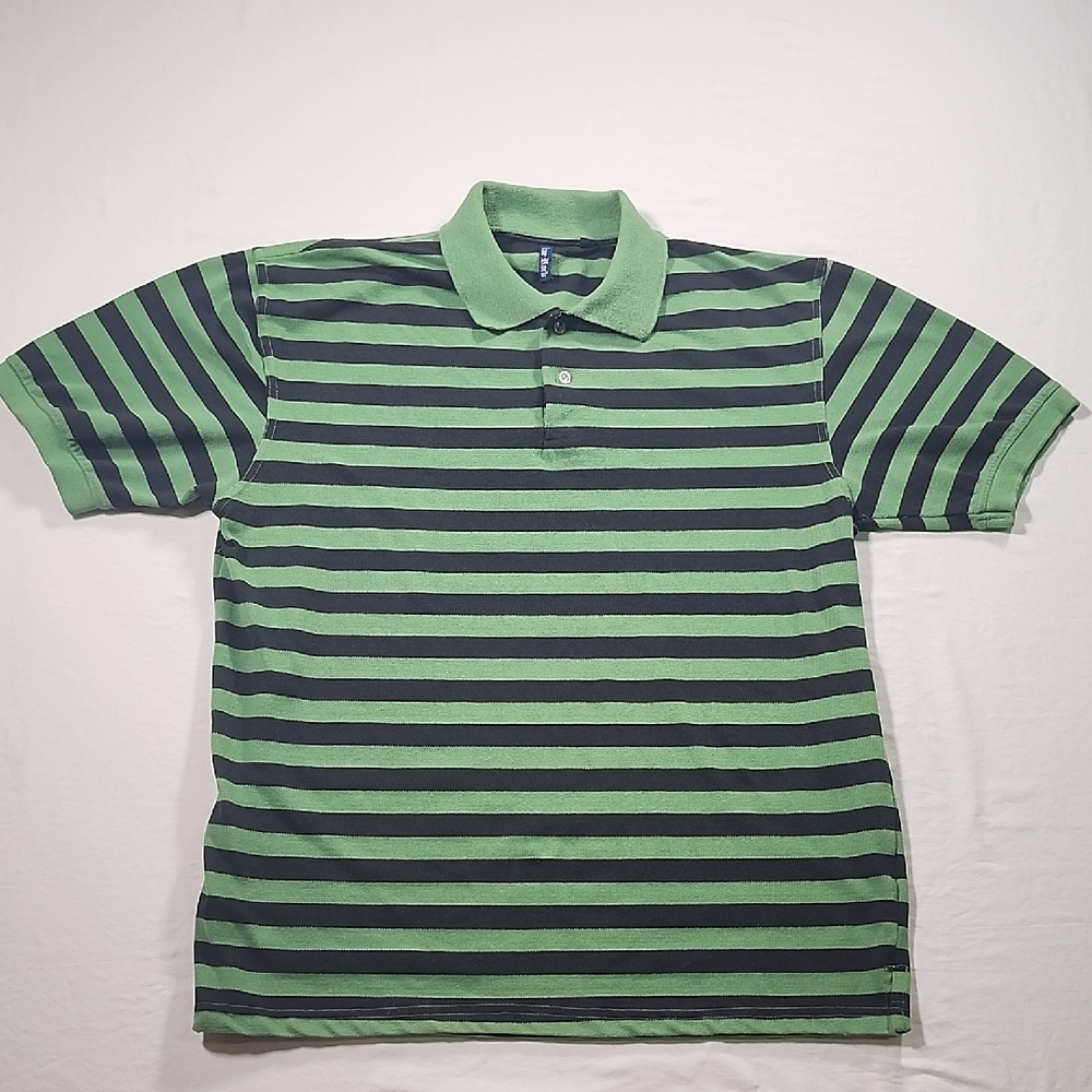 TRUE ROCK Green and Black Polo Shirt with Stripes
